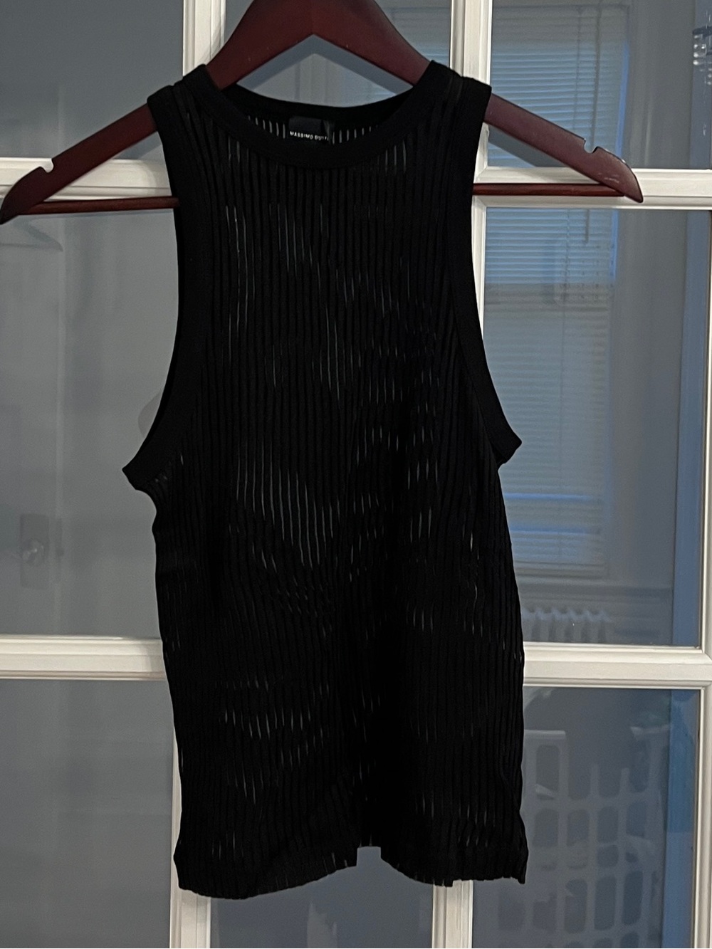 MASSIMO DUTTI STUDIO Women’s Black Open Knit Muscle Tank Top Size M